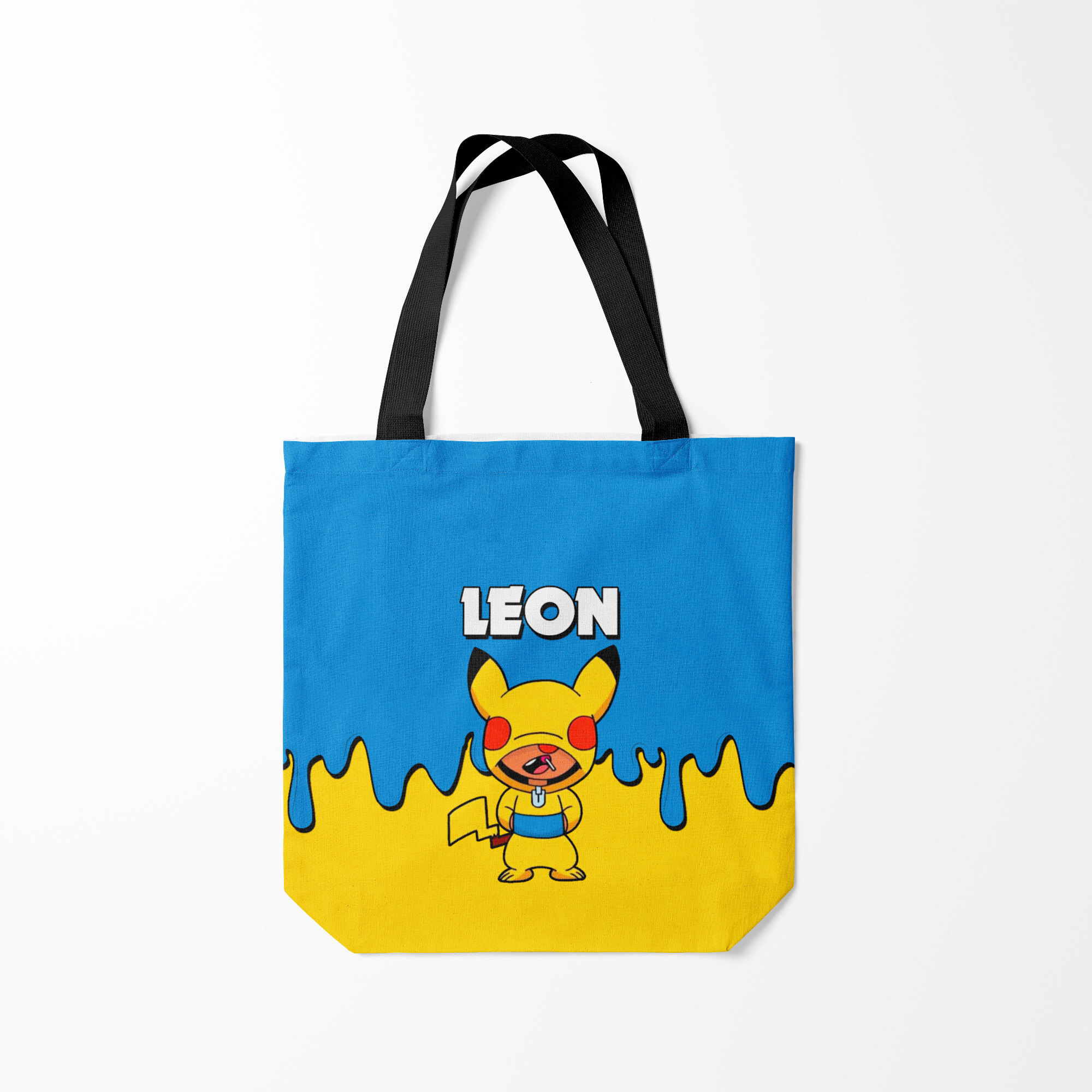 

Сумка шoппер унисекс Burnettie Brawl Stars Leon Pikachu, голубой; желтый, Brawl Stars Leon Pikachu