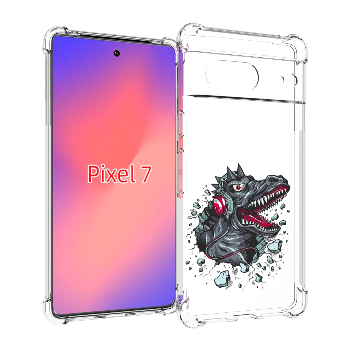 

Чехол Mypads Нарисованный Динозавр В Наушниках Для Google Pixel 7, Прозрачный, Tocco