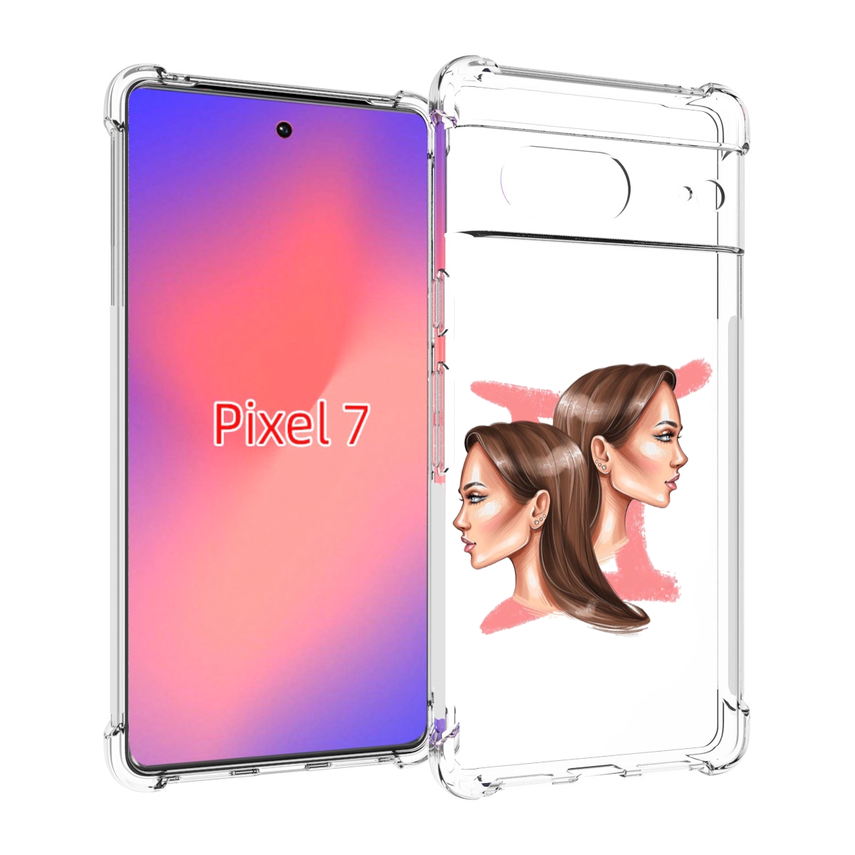 

Чехол Mypads Девушка-Близнецы Женский Для Google Pixel 7, Прозрачный, Tocco