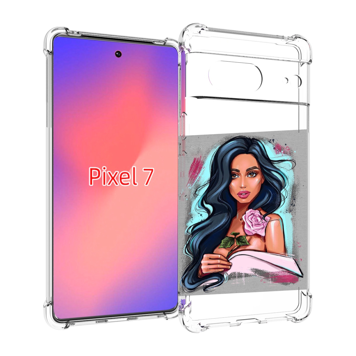 

Чехол Mypads Девушка-С-Розовой-Розочкой Женский Для Google Pixel 7, Прозрачный, Tocco