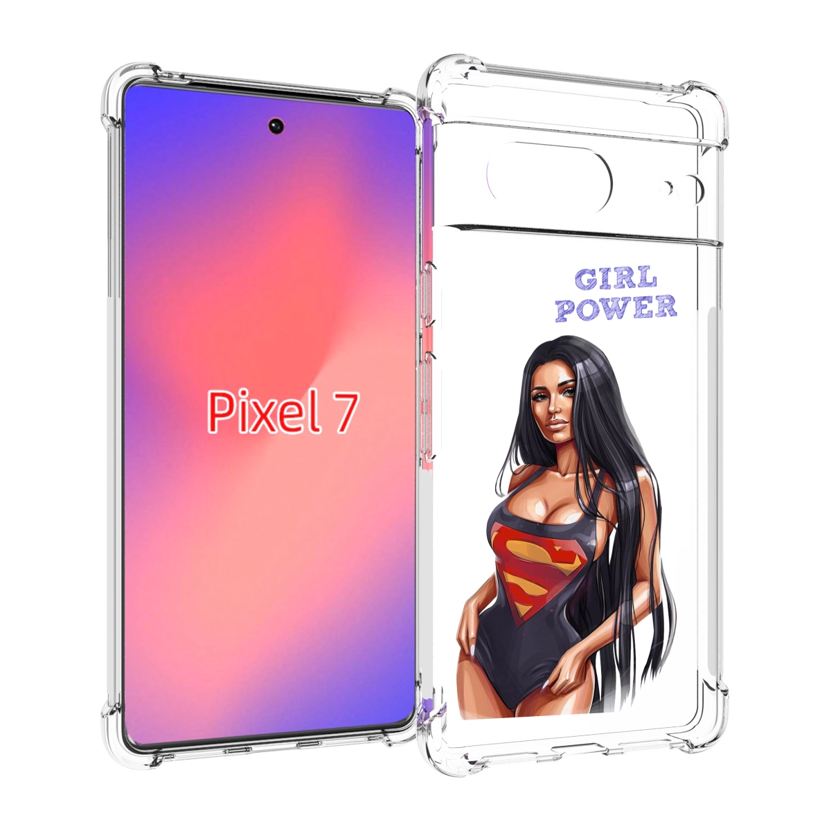 

Чехол Mypads Девушка-Супермен Женский Для Google Pixel 7, Прозрачный, Tocco