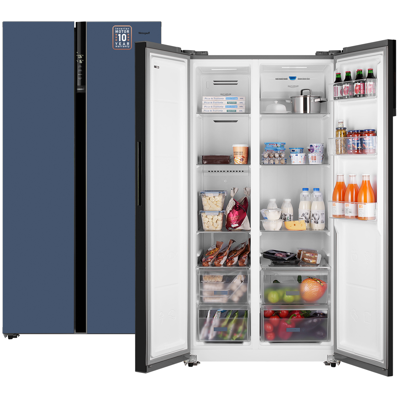 Холодильник Weissgauff WSBS 600 синий холодильник side by side weissgauff wsbs 692 nfw inverter ice maker