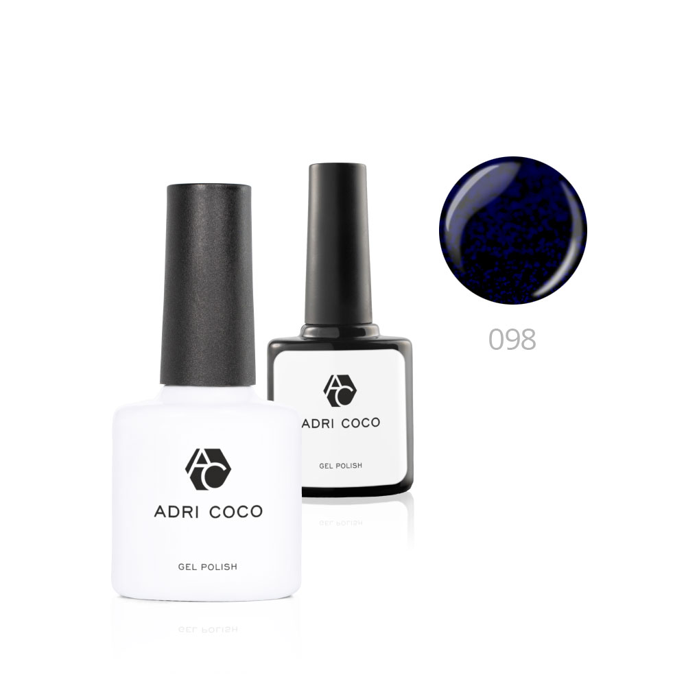Цветной гель-лак для ногтей AdriCoco №098 мерцающий черный василек 8 мл 2 шт