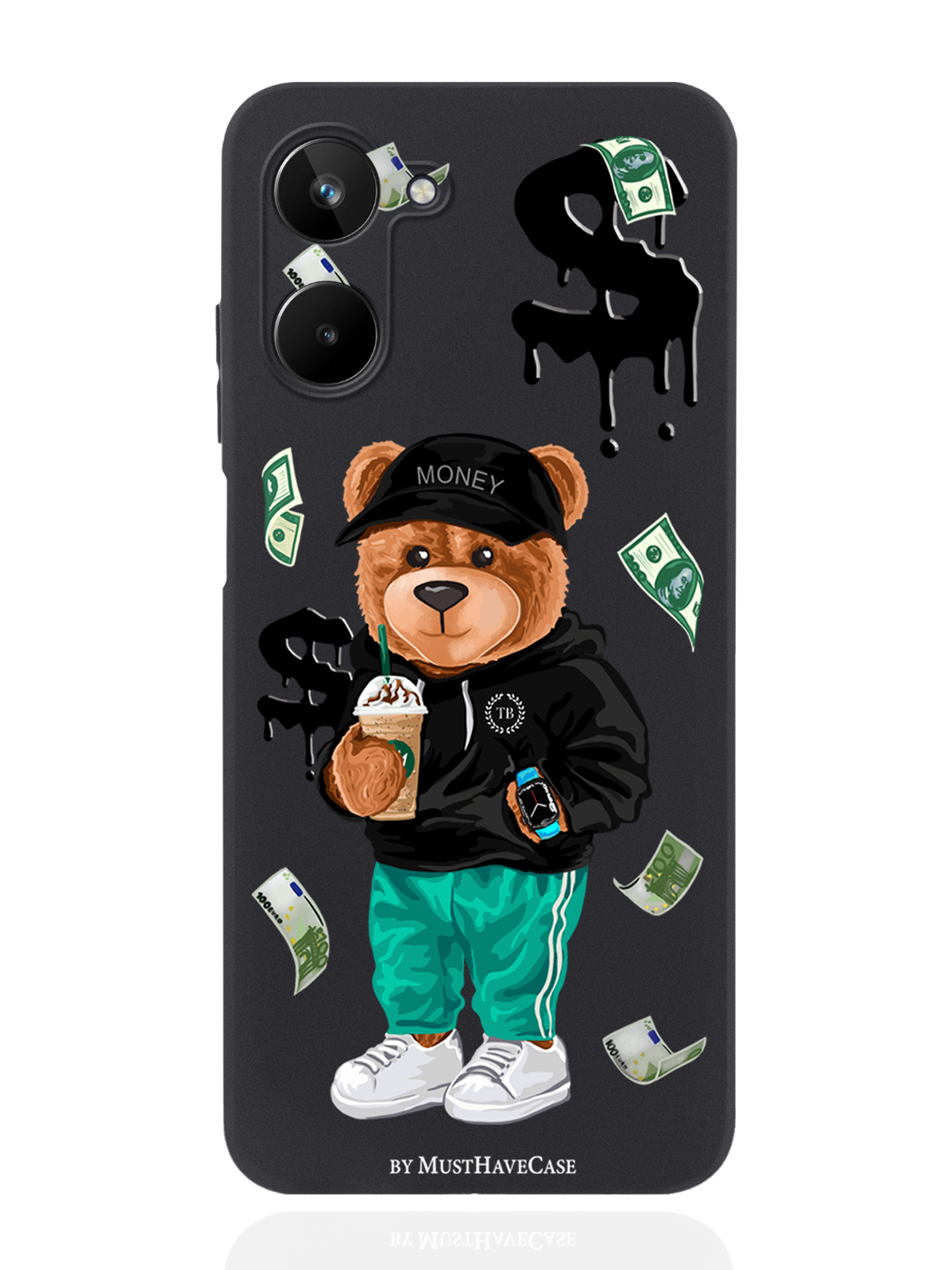 фото Чехол musthavecase для realme 10 tony bear/ мишка тони черный