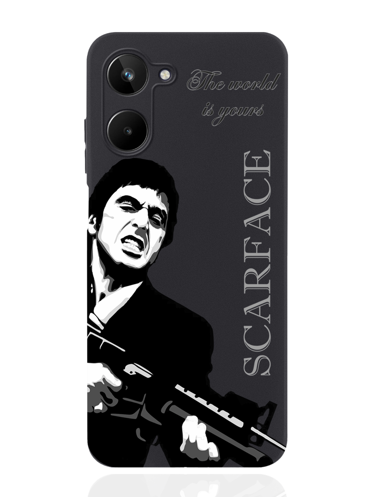

Чехол MustHaveCase для realme 10 Scarface Tony Montana/ Лицо со шрамом черный, Серый;черный