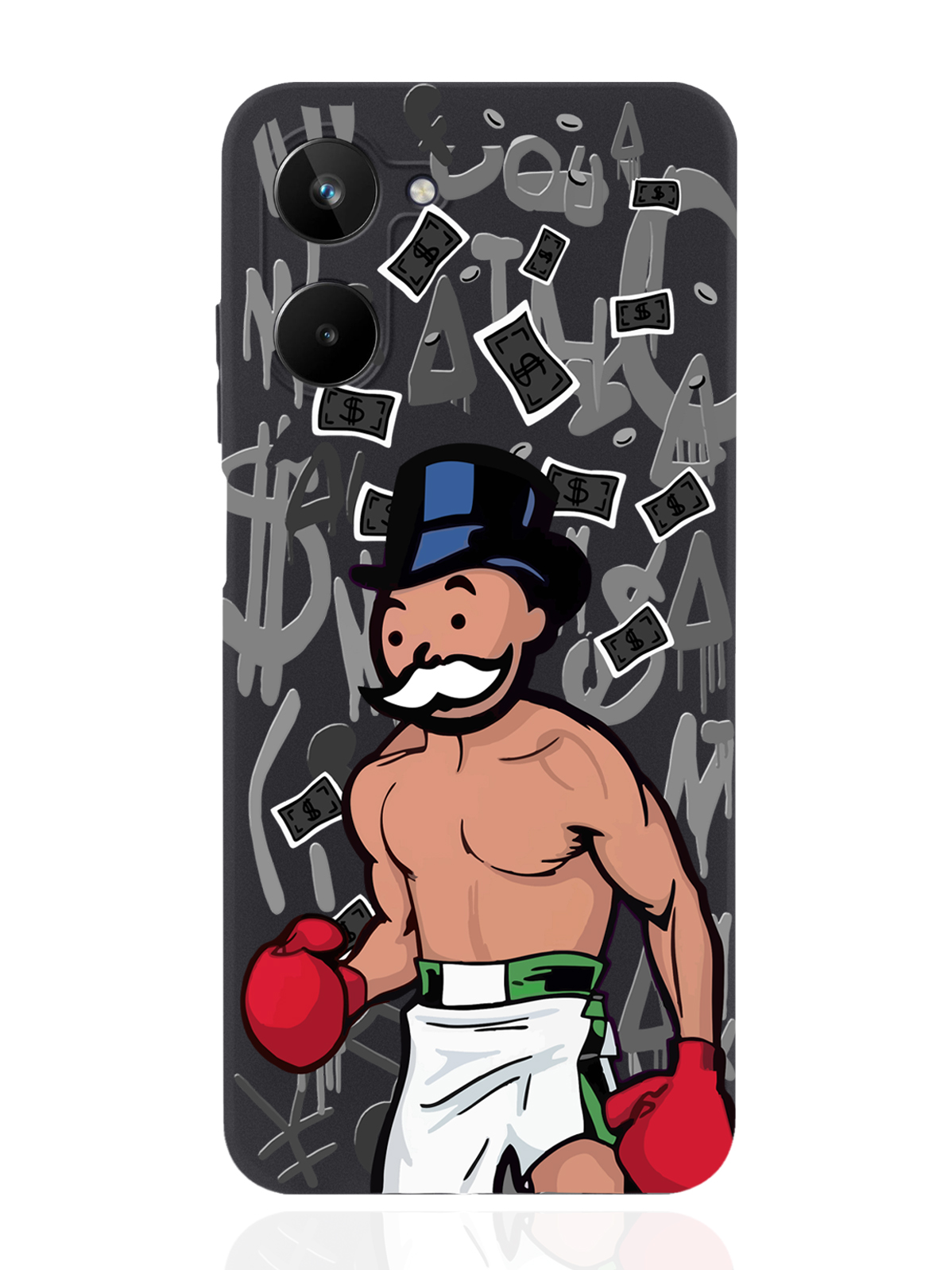 

Чехол MustHaveCase для realme 10 Monopoly Boxing Монополия Боксер черный, Разноцветный