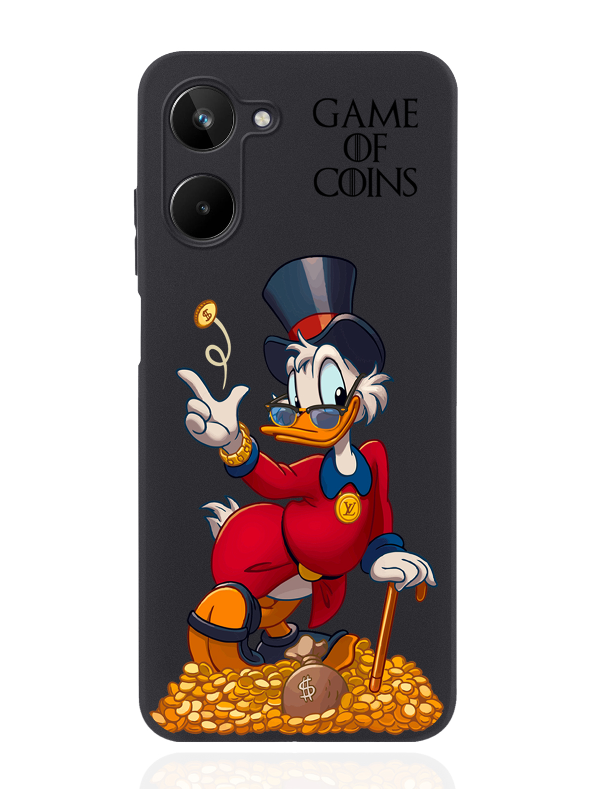 

Чехол MustHaveCase для realme 10 Богатая Утка Игра монет черный, Разноцветный