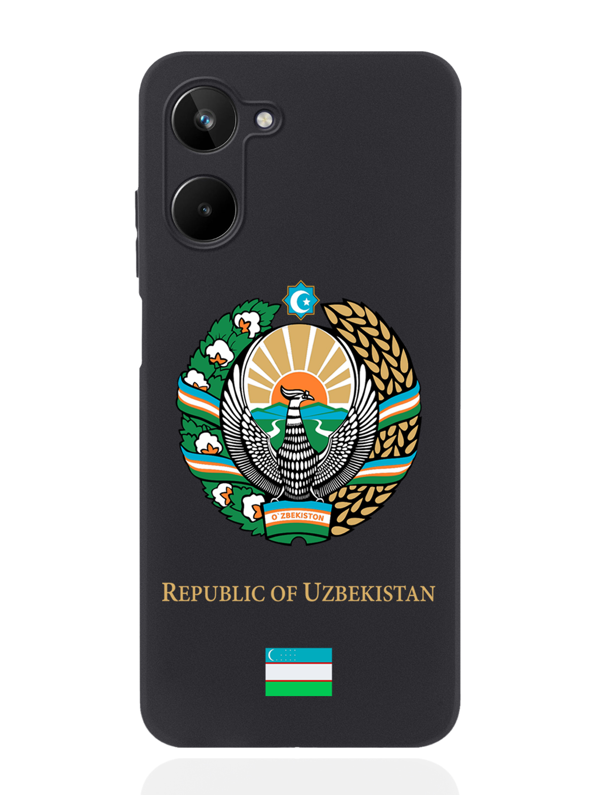 

Чехол SignumCase для realme 10 Герб Узбекистана черный, Разноцветный