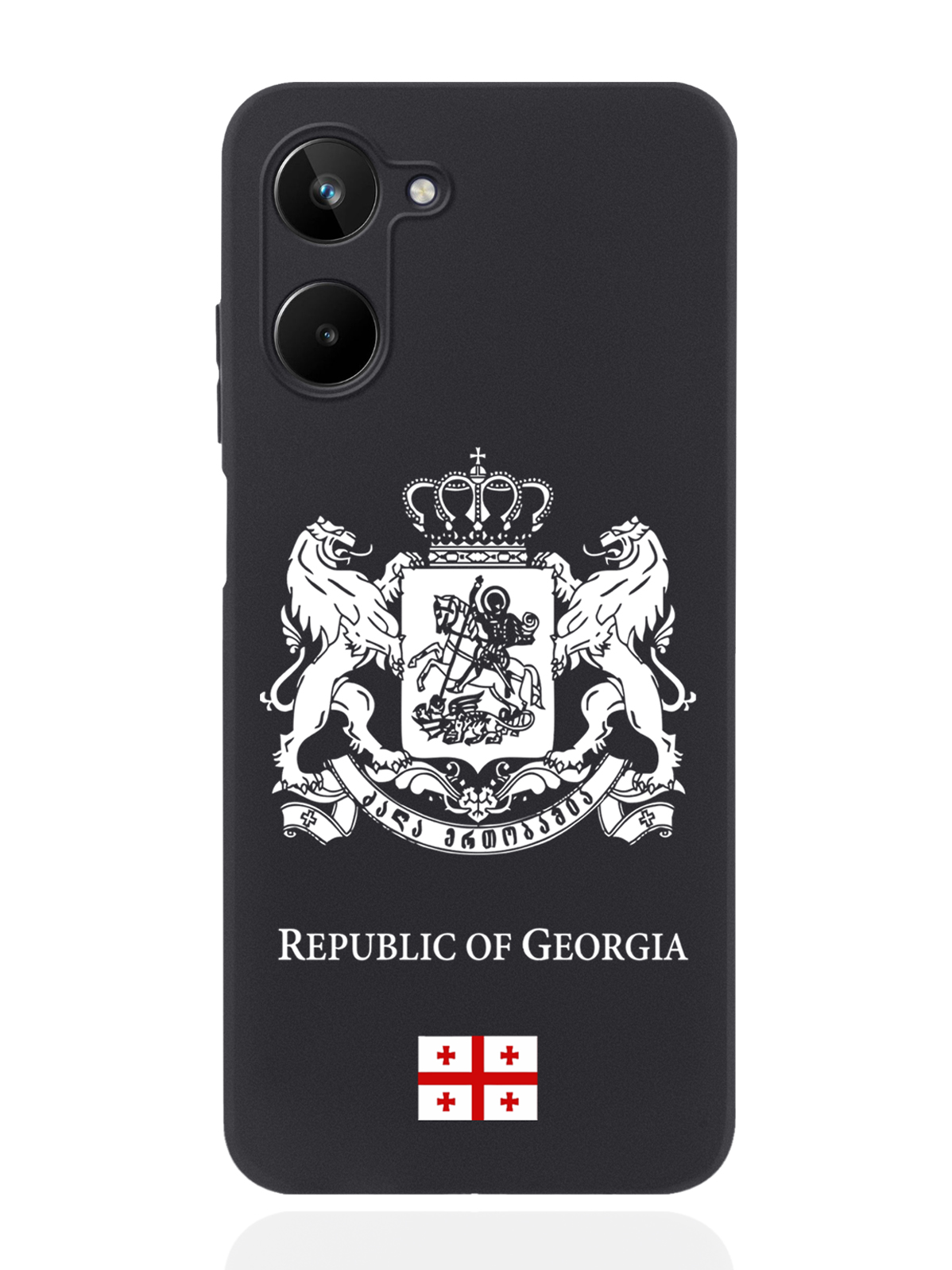 фото Чехол signumcase для realme 10 белый герб грузии черный