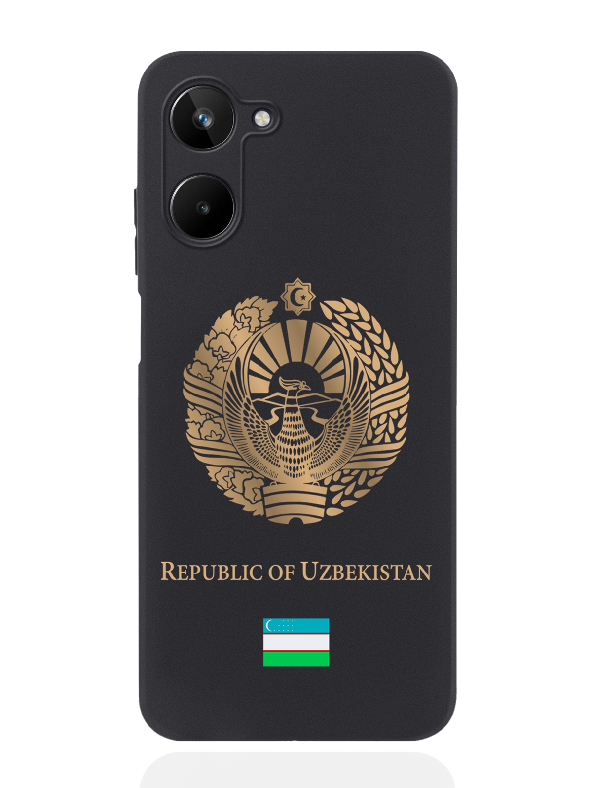 

Чехол SignumCase для realme 10 Золотой Герб Узбекистана черный, Золотистый;черный