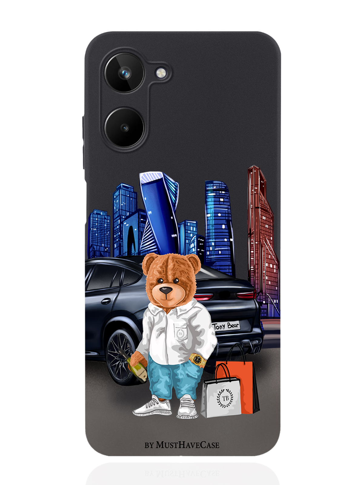 

Чехол MustHaveCase для realme 10 Тони Москва Сити черный, Черный;синий;коричневый