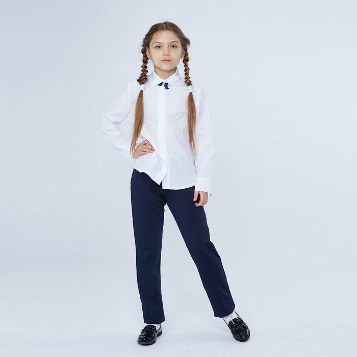 Школьные брюки для девочки, цвет синий, рост 128