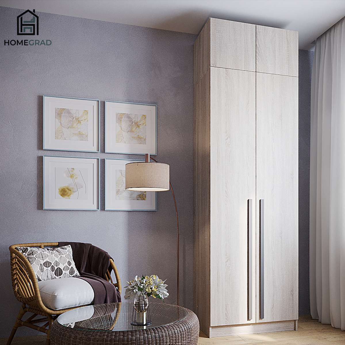 

Шкаф HomeGrad 80x50x260 см дуб сонома, Бежевый