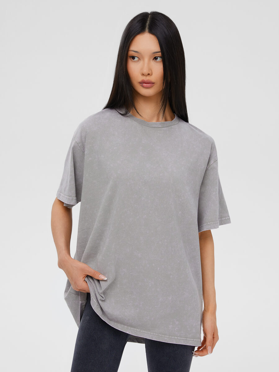 

Футболка женская Feelz Washed over серая M-L, Серый, Washed over