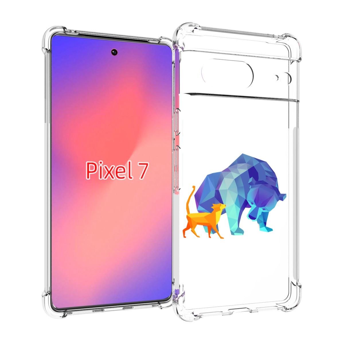 

Чехол Mypads Кот-И-Медведь Для Google Pixel 7, Прозрачный, Tocco