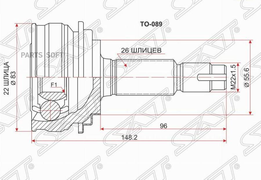 

SAT Шрус наружный TOYOTA VITZ/YARIS 2SZ-FE SCP90 CVT 05-