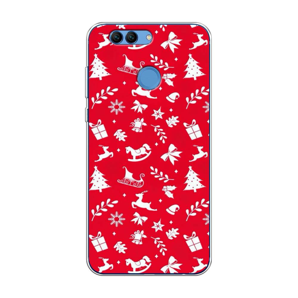 

Чехол на Huawei Nova 2 "Красный новогодний фон", Красный;белый, 62950-5