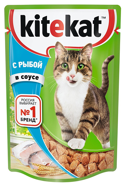 фото Влажный корм для кошек kitekat с сочными кусочками рыбы в соусе 85 г