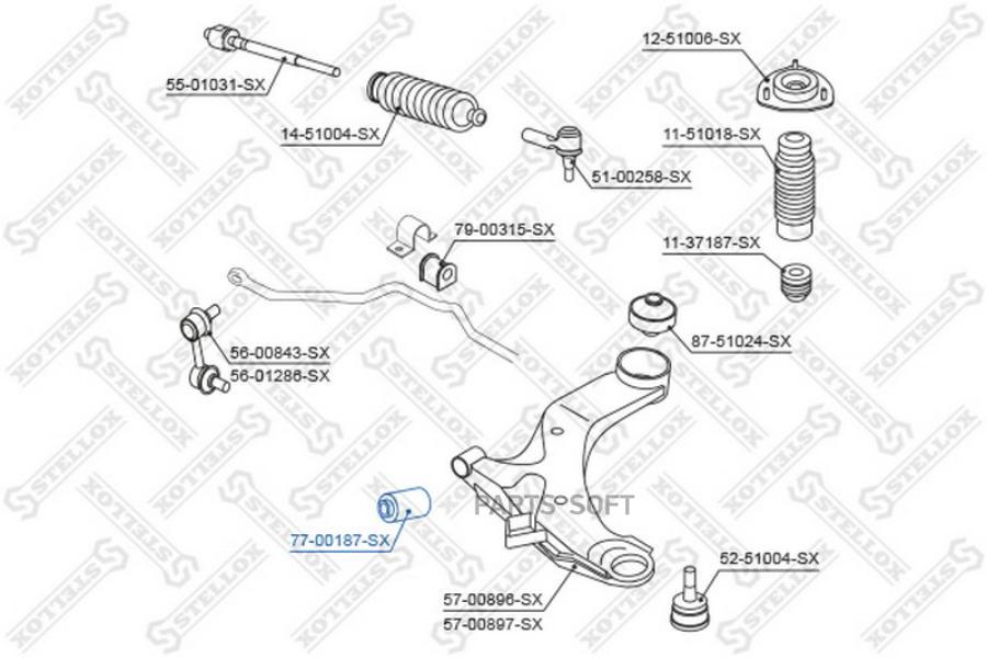 

77-00187-sx_сайлентблокл перед.рычага перед. hyundai accent 99>/getz 02>/matrix 01>