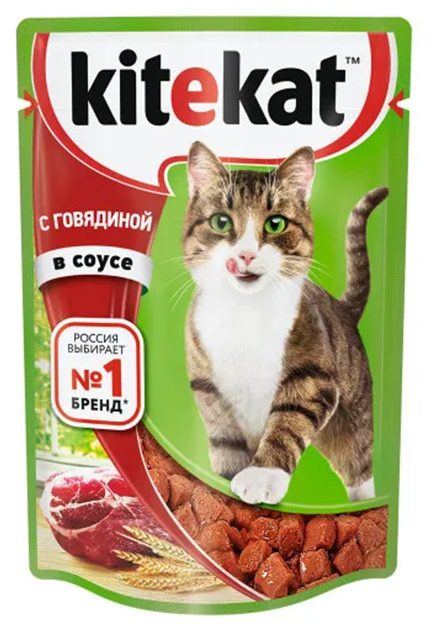 фото Влажный корм для кошек kitekat с говядиной 85 г