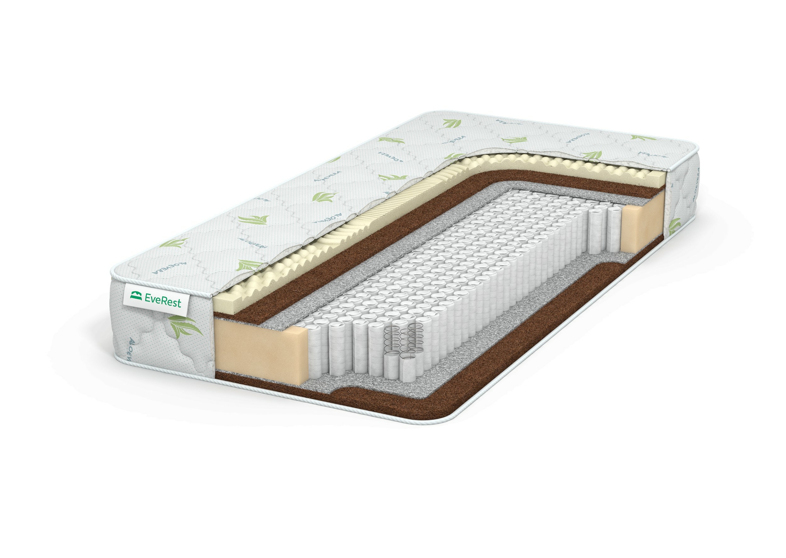 

Матрас EVEREST Ту-Вэй Кокос Латекс Хард S1000 70х215, Бежевый;белый;серый;серебристый, Кокос Латекс Хард S1000