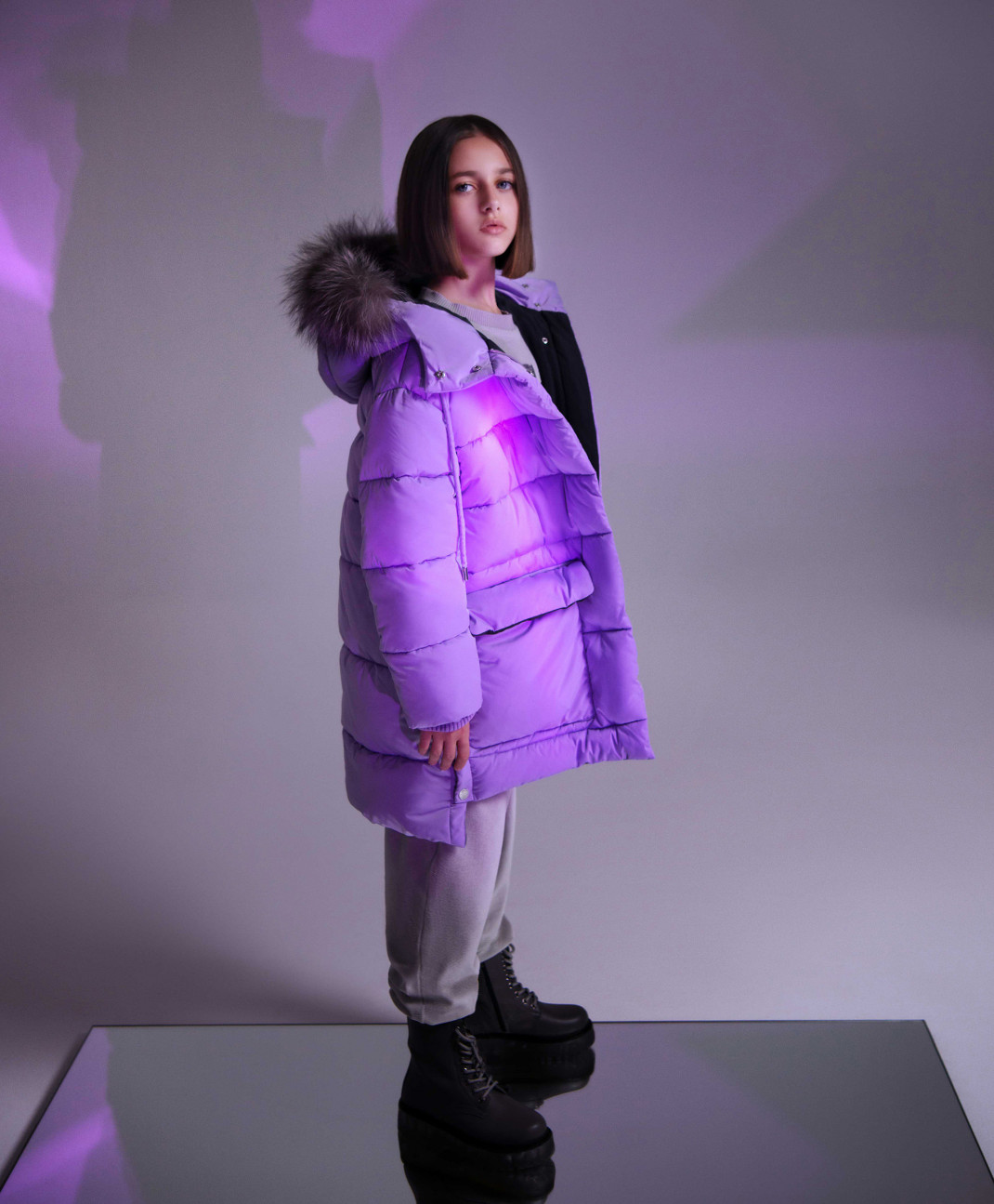 Пальто зимнее стеганое оверсайз Gulliver цв.фиолетовый р.146 22207GJC4503