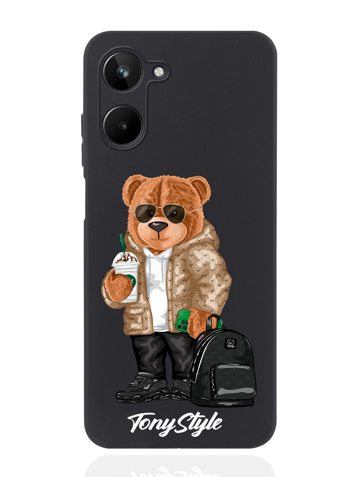 

Чехол Tony Style для realme 10 Tony Style в очках черный, Коричневый;черный;белый