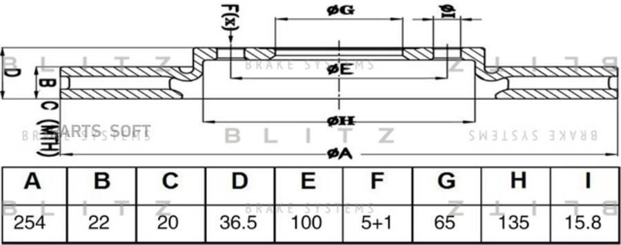 

Диск тормозной задний вентилируемый BLITZ BS0682