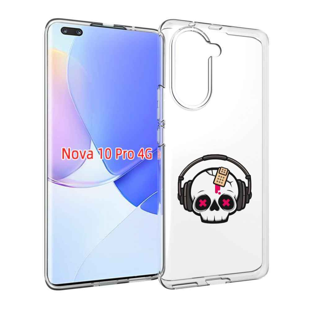 Чехол MyPads черепок в наушниках для Huawei Nova 10 Pro противоударный