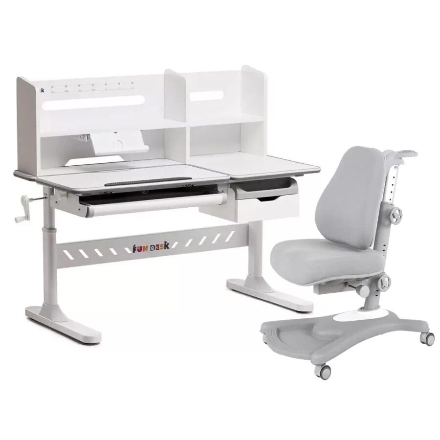 

Комплект FunDesk парта Fiore II Grey, кресло Sorridi Grey 190047829303, Серый