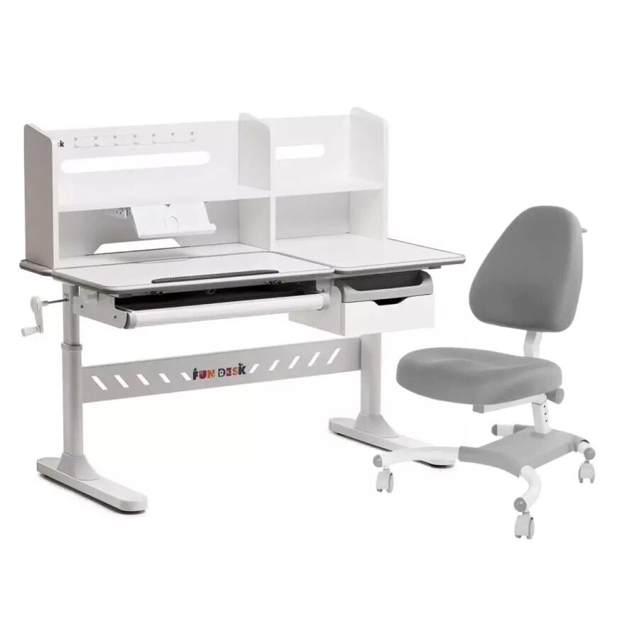

Комплект FunDesk парта Fiore II Grey, кресло Ottimo Grey 190047221786, Серый