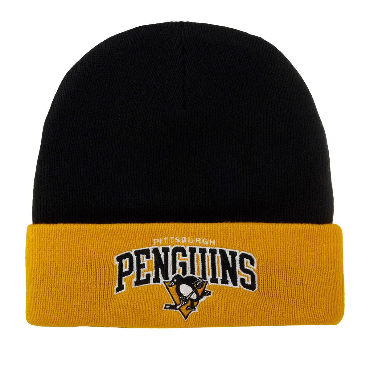 Шапка унисекс Mitchell&Ness EU349-ARCHED-BLKPittsburghPenguinsNHL черная/желтая, one size