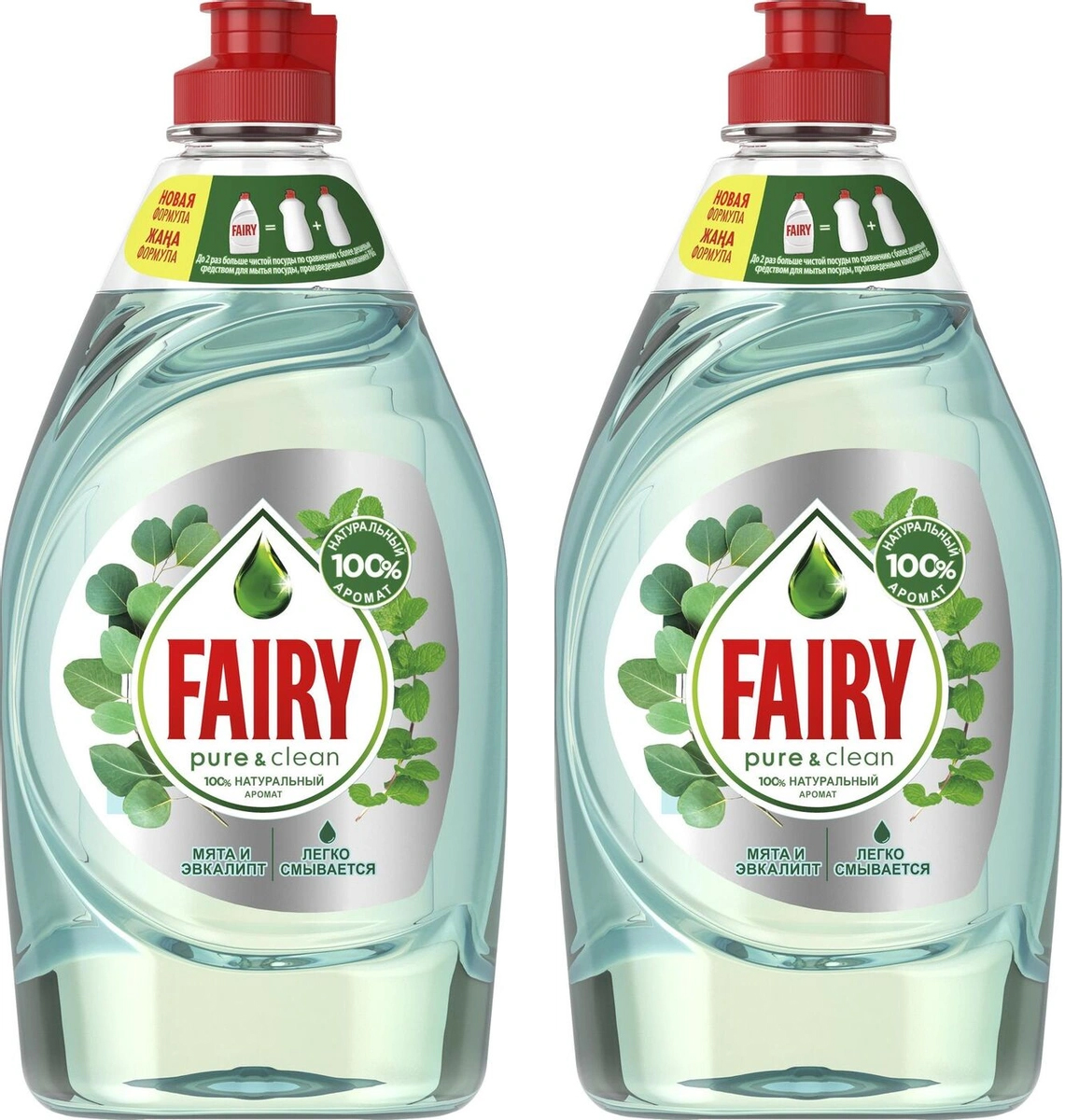 фото Средство для мытья посуды fairy pure&clean мята и эвкалипт 450 мл, 2шт