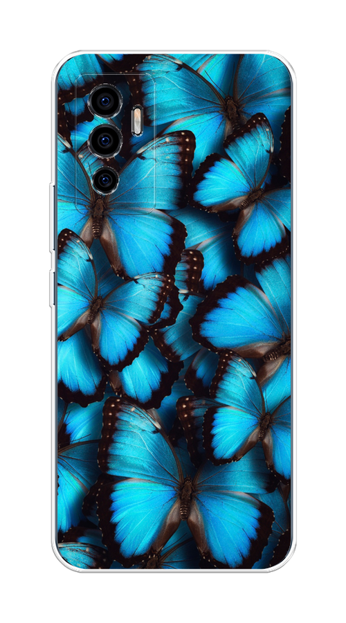 

Чехол на Vivo V23e/Y75 4G "Тропическая бабочка 2", Голубой;черный, 265950-1