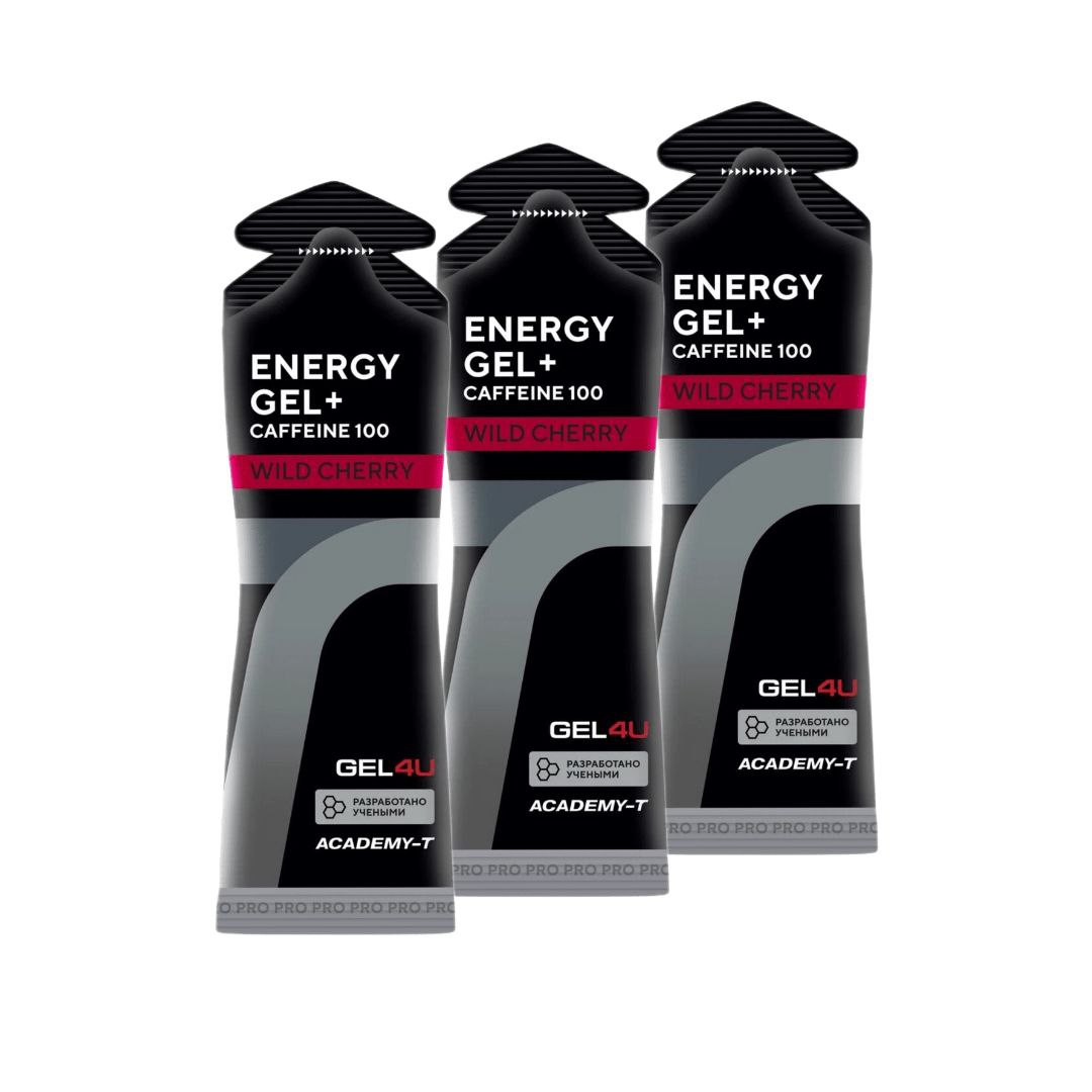 Набор из 3 шт Гель энергетический углеводный с кофеином GEL4U, вкус Вишня, 60мл.