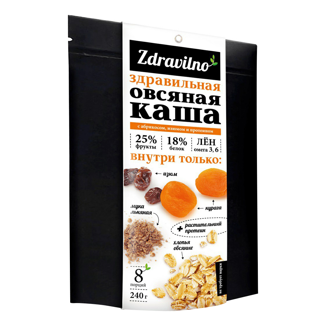 

Каша Zdravilno овсяная с абрикосом не требующая варки240 г