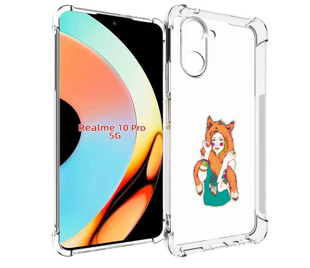 

Чехол бампер MyPads Девушка лиса для Realme 10 Pro противоударный, Прозрачный, Tocco