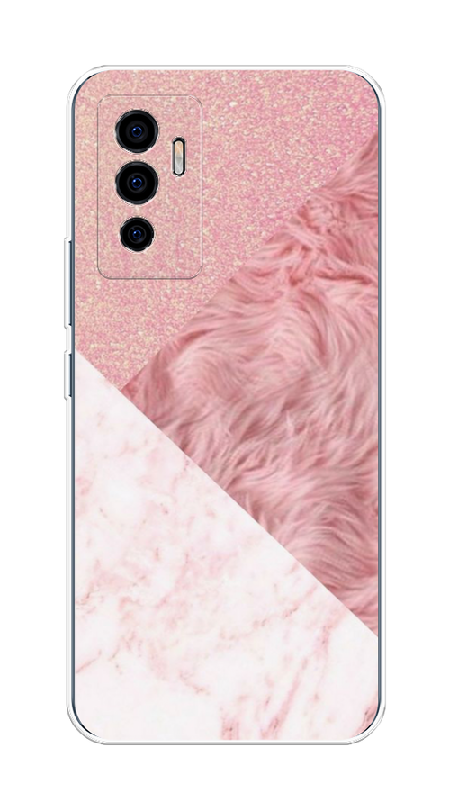 

Чехол на Vivo V23e/Y75 4G "Текстурные треугольники", Розовый;белый, 265950-1