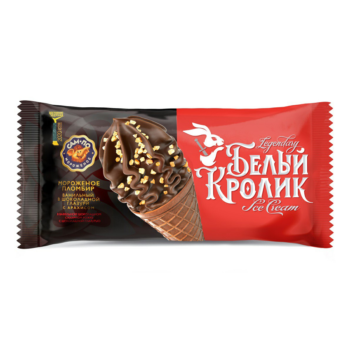 

Мороженое пломбир Сам-По Белый кролик с арахисом в шоколадной глазури 15% БЗМЖ 70 г