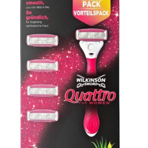

Wilkinson Sword Quattro for Women/Бритвенный женский станок с 5 сменными кассетами