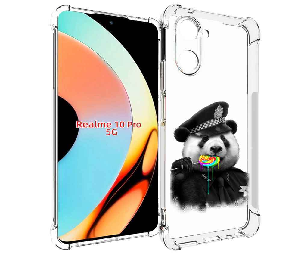 

Чехол бампер MyPads Панда полиция для Realme 10 Pro противоударный, Прозрачный, Tocco