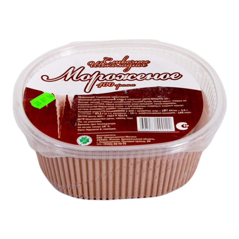 

Мороженое сливочное Северодвинск-Молоко шоколадное 10% 400 г