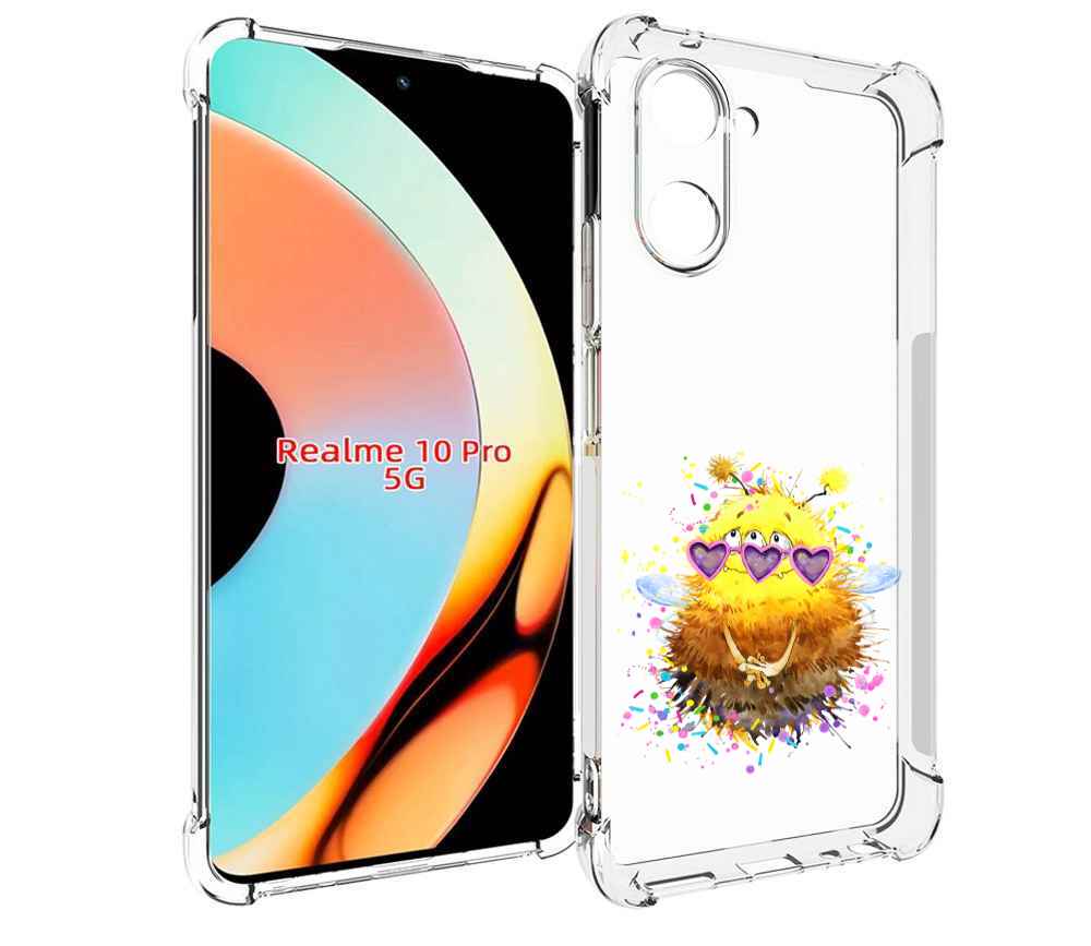 Чехол бампер MyPads Пушитый шмель для Realme 10 Pro противоударный
