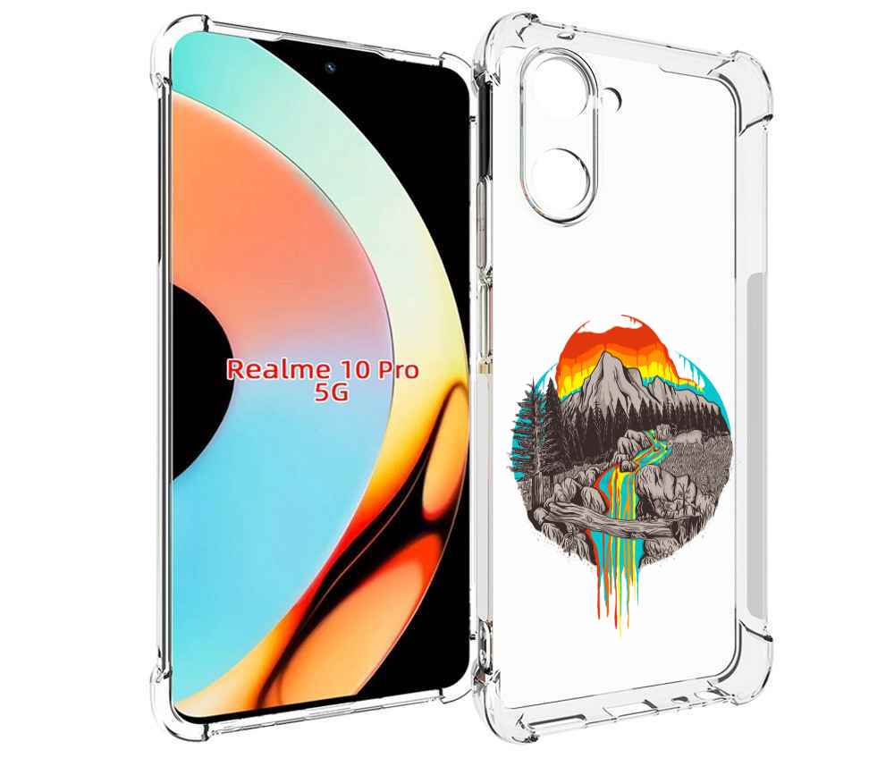 

Чехол бампер MyPads Радужный водопад для Realme 10 Pro противоуд..., Прозрачный, Tocco