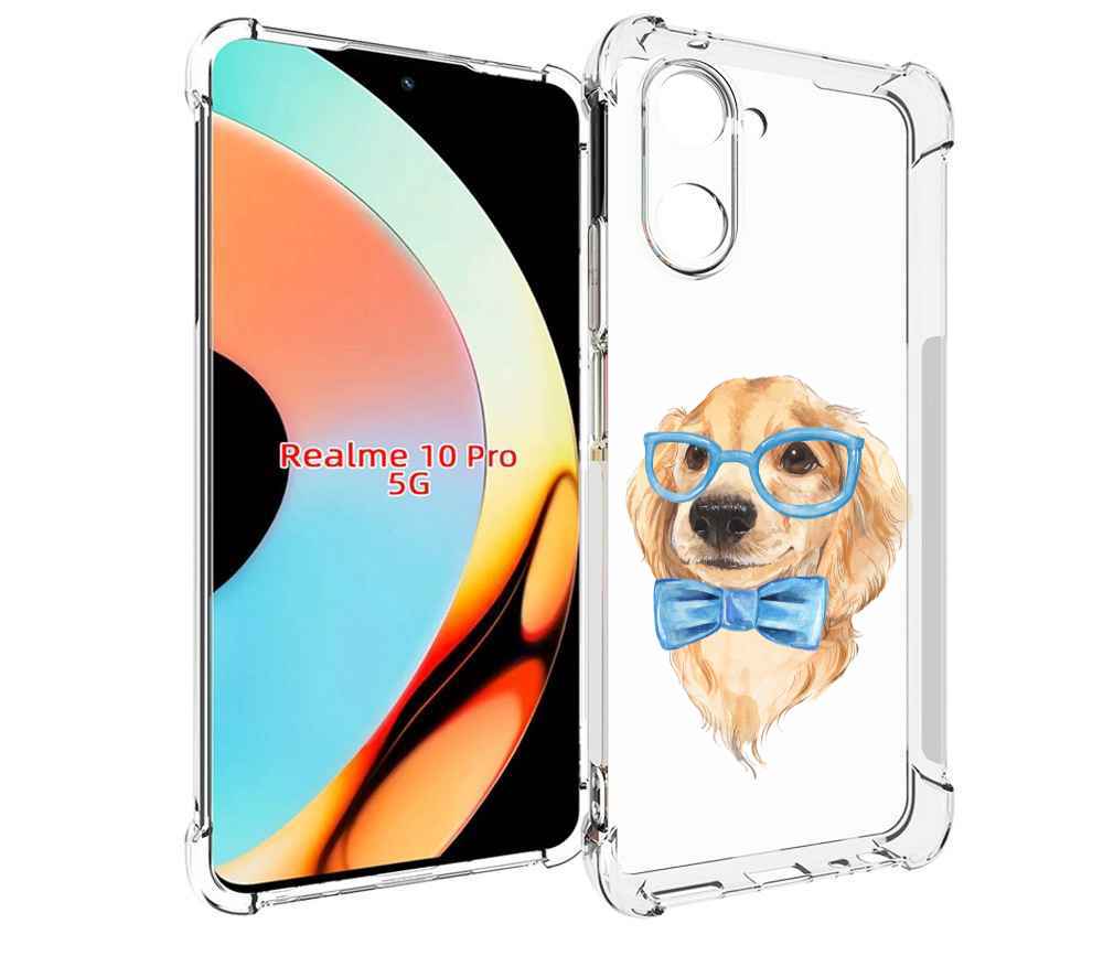 

Чехол бампер MyPads Собака интеллигент для Realme 10 Pro противо..., Прозрачный, Tocco