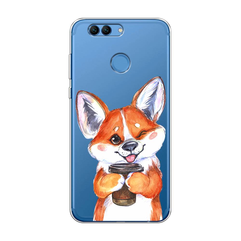 

Чехол на Huawei Nova 2 "Корги с кофе", Оранжевый;белый, 62950-4