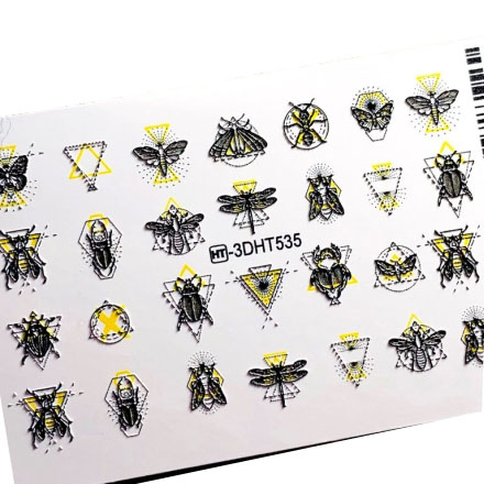 

Набор, Anna Tkacheva, 3D-слайдер №HT535 «Геометрия. Насекомые», 2 шт., Желтый;черный