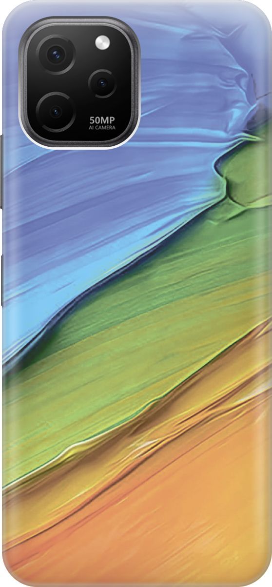 

Силиконовый чехол на Huawei nova Y61 с принтом "Желто-синие ткани", Голубой;оранжевый, 158008