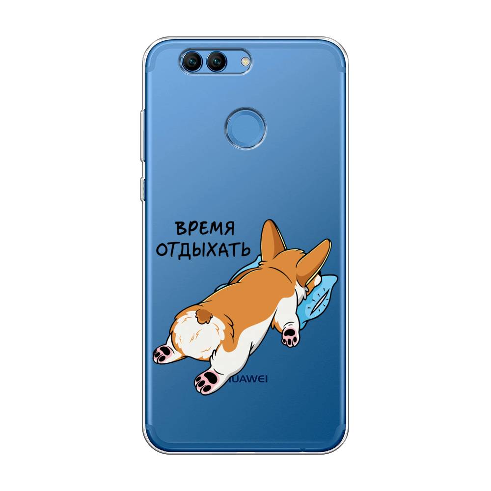 

Чехол на Huawei Nova 2 "Корги отдыхает", Черный;коричневый;голубой, 62950-1