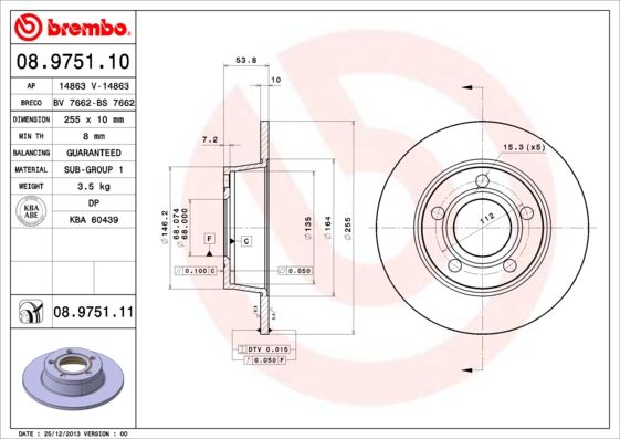

Диск тормозной задний 255mm окрашенный